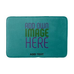 MODERN EDITABLE TEAL GREEN IMAGE TEXT TEMPLATE BATH MAT