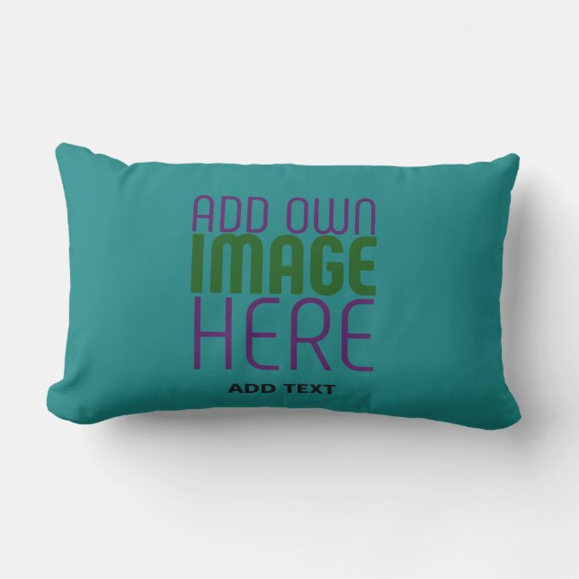 MODERN EDITABLE TEAL GREEN IMAGE TEXT TEMPLATE LUMBAR CUSHION (Front)