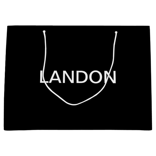 Modern Editable Text | Black & White Large Gift Bag (Front)