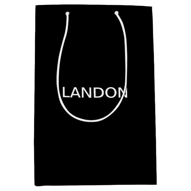 Modern Editable Text | Black & White Medium Gift Bag (Front)