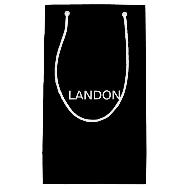 Modern Editable Text | Black & White Small Gift Bag (Front)
