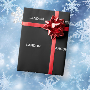 Modern Editable Text   Black & White Wrapping Paper