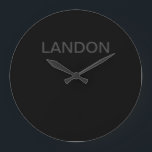 Modern Editable Text | Dark Grey & Black Large Clock<br><div class="desc">Editable Minimalist look,  edit as you like!</div>