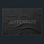 Modern Editable Text | Dark Grey & Black Tea Towel<br><div class="desc">Editable Minimalist look,  edit as you like!</div>