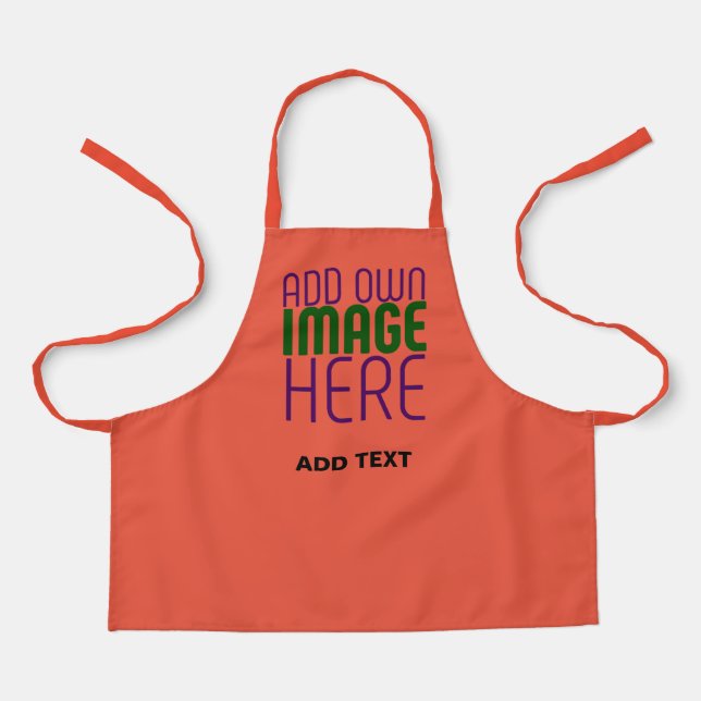 MODERN EDITABLE TOMATO RED IMAGE TEXT TEMPLATE APRON (Front)