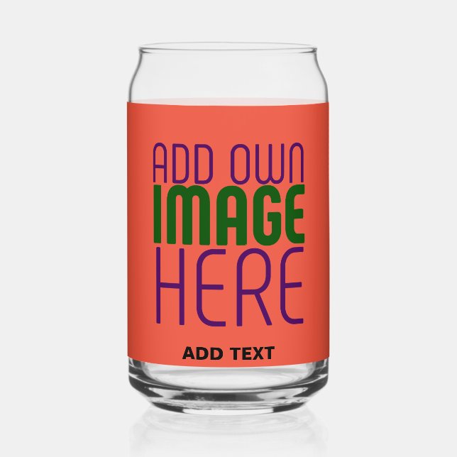 MODERN EDITABLE TOMATO RED IMAGE TEXT TEMPLATE CAN GLASS (Front)