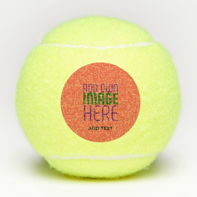 MODERN EDITABLE TOMATO RED IMAGE TEXT TEMPLATE TENNIS BALLS (Front)