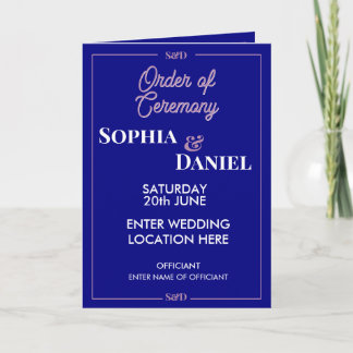 Modern Editable Wedding Order of Ceremony Programme