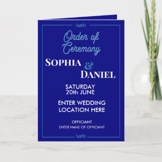 Modern Editable Wedding Order of Ceremony Programme