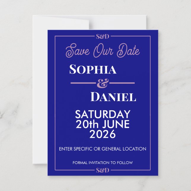 Modern Editable Wedding Save The Date Card (Front)