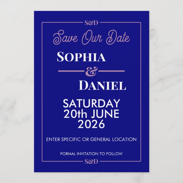 Modern Editable Wedding Save The Date Card (Front)