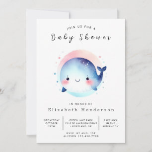 Modern Editable Whale Baby Shower Invitation