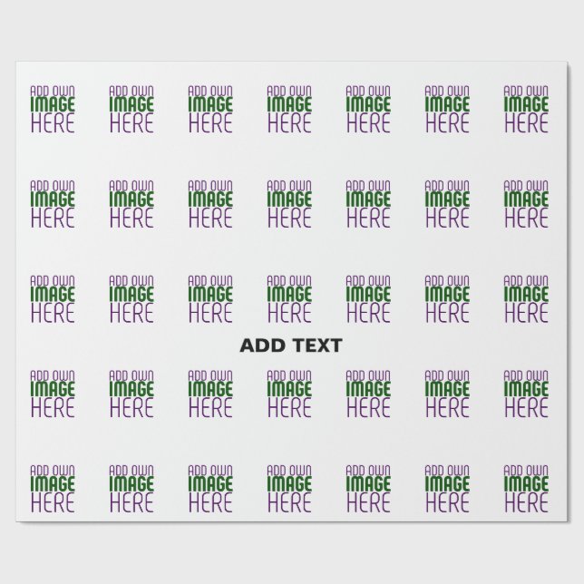 MODERN EDITABLE WHITE IMAGE TEXT TEMPLATE MATTE WRAPPING PAPER (Flat)