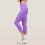Modern Editable White Yoga Text on Violet Capri Leggings<br><div class="desc">Modern editable white yoga text on violet Capri Leggings.</div>