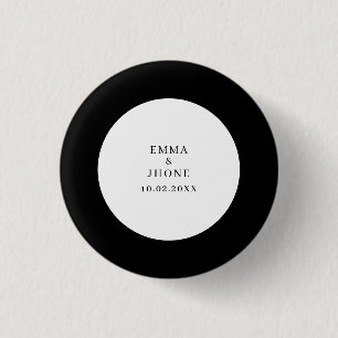 Modern Editorial Black White Wedding  3 Cm Round Badge
