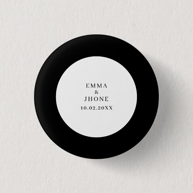 Modern Editorial Black White Wedding  3 Cm Round Badge (Front)