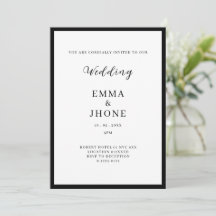 Modern Editorial Black White Wedding invitation