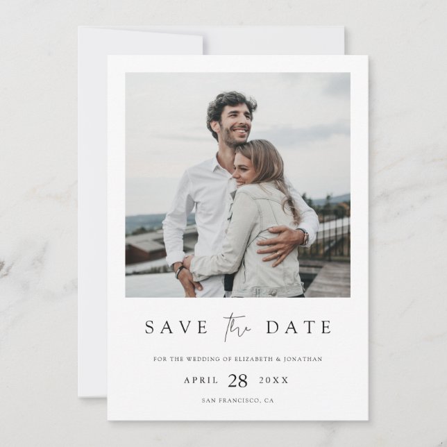 Modern Editorial Bold Photo Save the Date (Front)