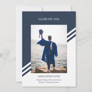 Modern editorial boy graduation announcement card