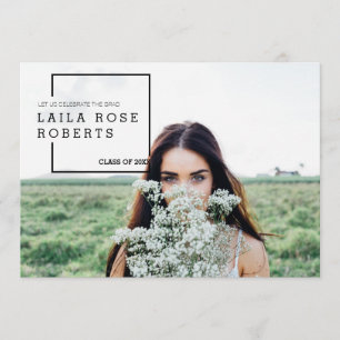 Modern Editorial Graduation Celebration Photo Invitation