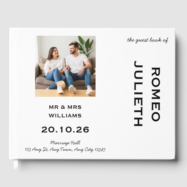 Modern Editorial Photo Wedding Guest Book (Front)