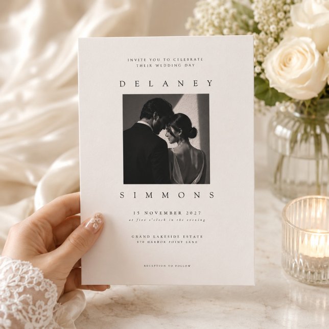 Modern Editorial Portrait Wedding Invitation (Creator Uploaded)