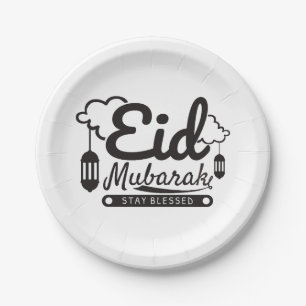Modern Eid Mubarak Happy Eid Paper Plate
