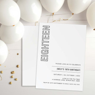 Modern Eighteen 18th Birthday Party Invitation