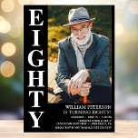 Modern EIGHTY Photo 80th Birthday Party Invitation<br><div class="desc">This modern men's 80th Birthday Bold Type Photo Invitation is perfect for celebrating the man in your life who's turning eighty. The word "eighty" is in a fabulous bold cap font in white on black. You choose the photo which makes this invitation unique to your guest of honour. The templates...</div>