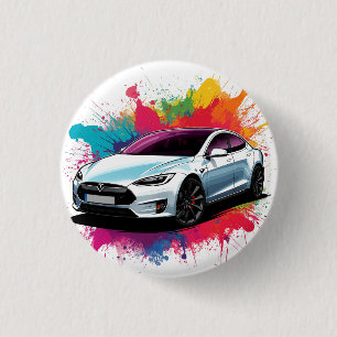 Modern Electric Car 3 Cm Round Badge