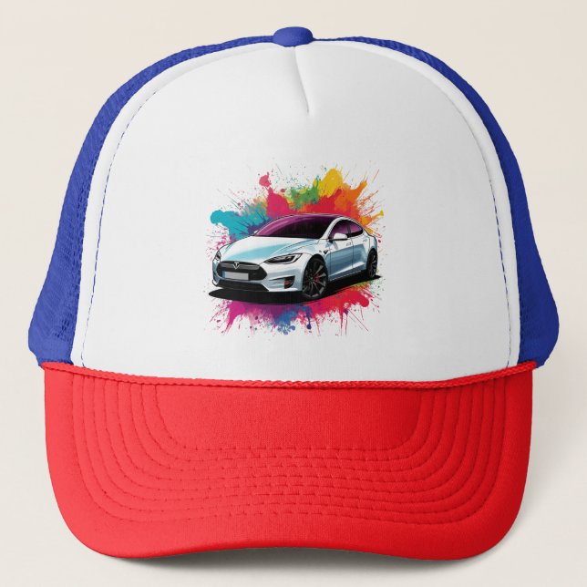 Modern Electric Car Trucker Hat (Front)