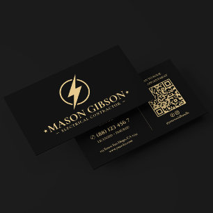 Modern Electrical Contractor Electrician LogoBlack Business Card