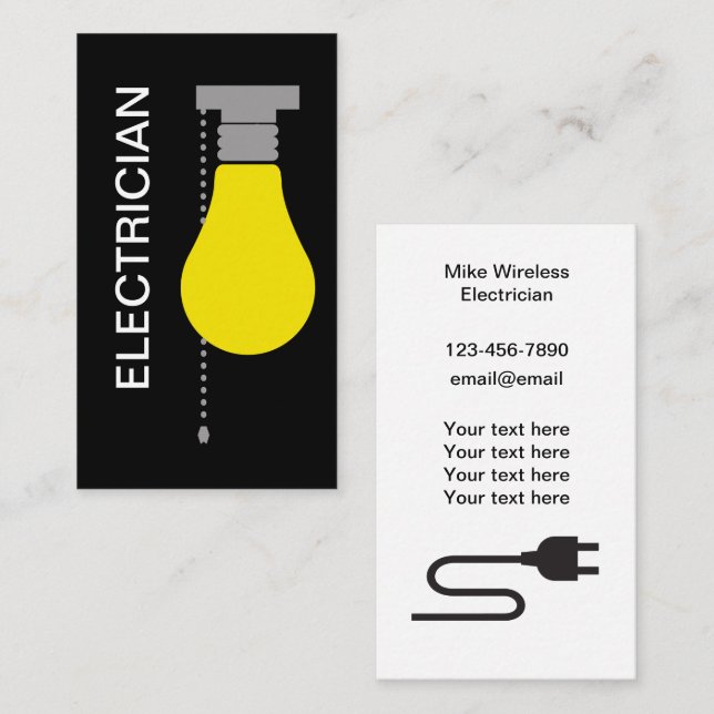 Modern Electrician Bold Double Side Business Cards (Front/Back)