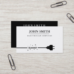 Modern Electrician Extension Cord Logo Black Business Card
