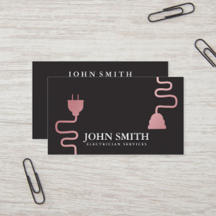 Modern Electrician Extension Cord Logo Black Business Card