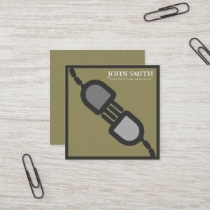 Modern Electrician Extension Cord Logo Square Business Card
