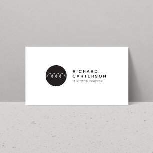 MODERN ELECTRICIAN LOGO on WHITE II Business Card