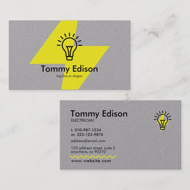 Modern Electrician Minimalist Design Business Card (Front/Back)