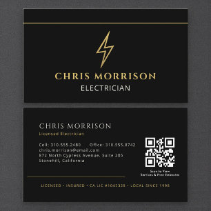 Modern Electrician QR Code Business Card