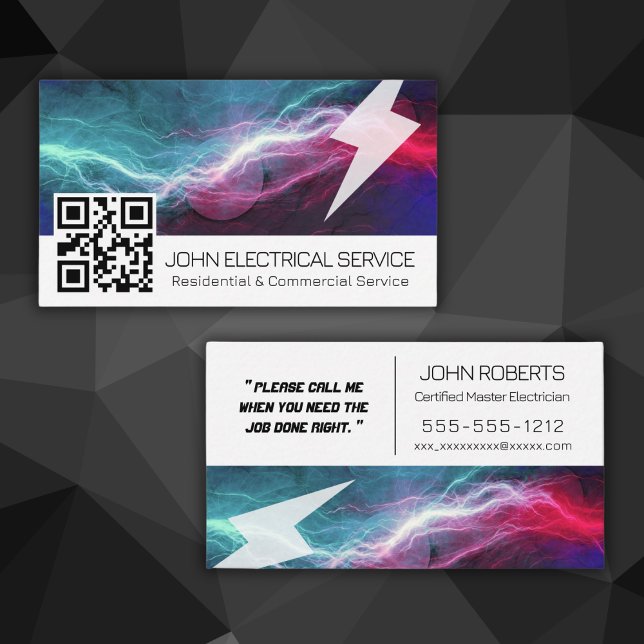 Modern Electrician QR – Professional Lightning Business Card (Creator Uploaded)
