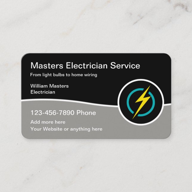 Modern Electrician Service Logo Template Business Card (Front)