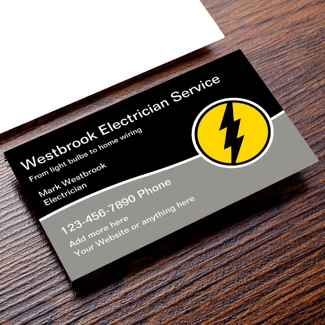 Modern Electrician Service With Logo Template Business Card (Creator Uploaded)
