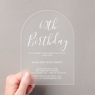 Modern Elegance  60th Birthday  Acrylic Invitations