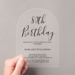 Modern Elegance  80th Birthday  Acrylic Invitations<br><div class="desc">Black and White Modern Elegance 80th Birthday Invitation</div>