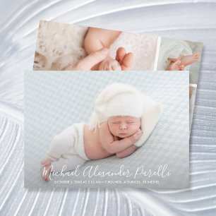 Modern Elegance Baby Boy Photo Birth Announcement