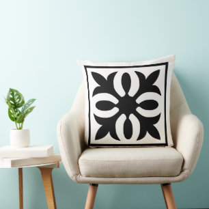 Modern Elegance Black and White ornate floral Cushion
