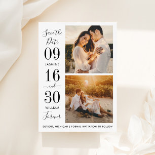 Modern Elegance Black Wedding Photo Save The Date