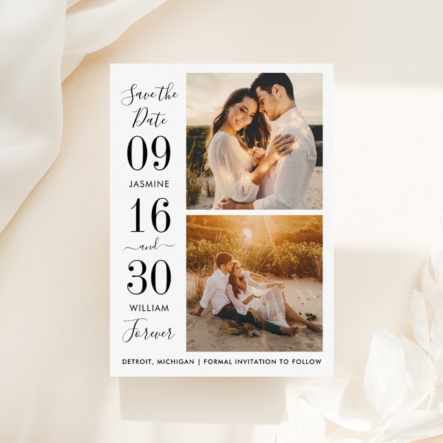 Modern Elegance Black Wedding Photo Save The Date (Creator Uploaded)
