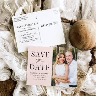 Modern Elegance Blush Photo Save the Date Announcement Postcard