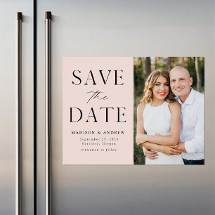 Modern Elegance Blush Photo Save the Date Magnetic Invitation